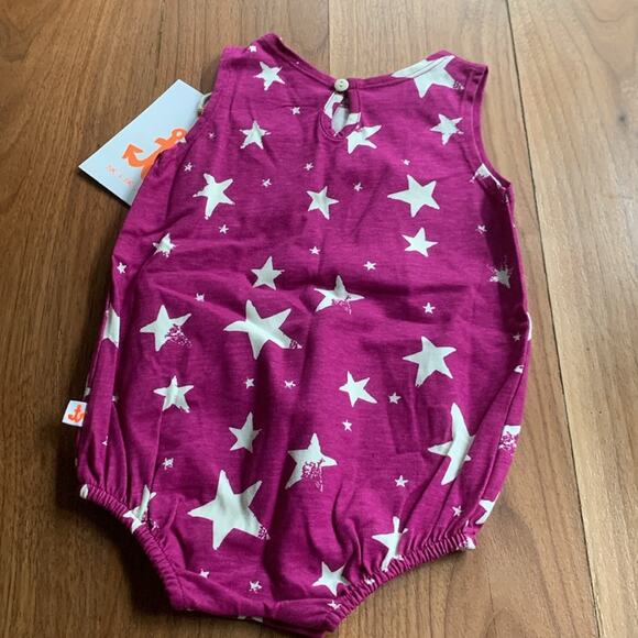 Noe & Zoe Puffy Romper in Purple Invers Stars Size 3-6M NWT - Picture 7 of 8